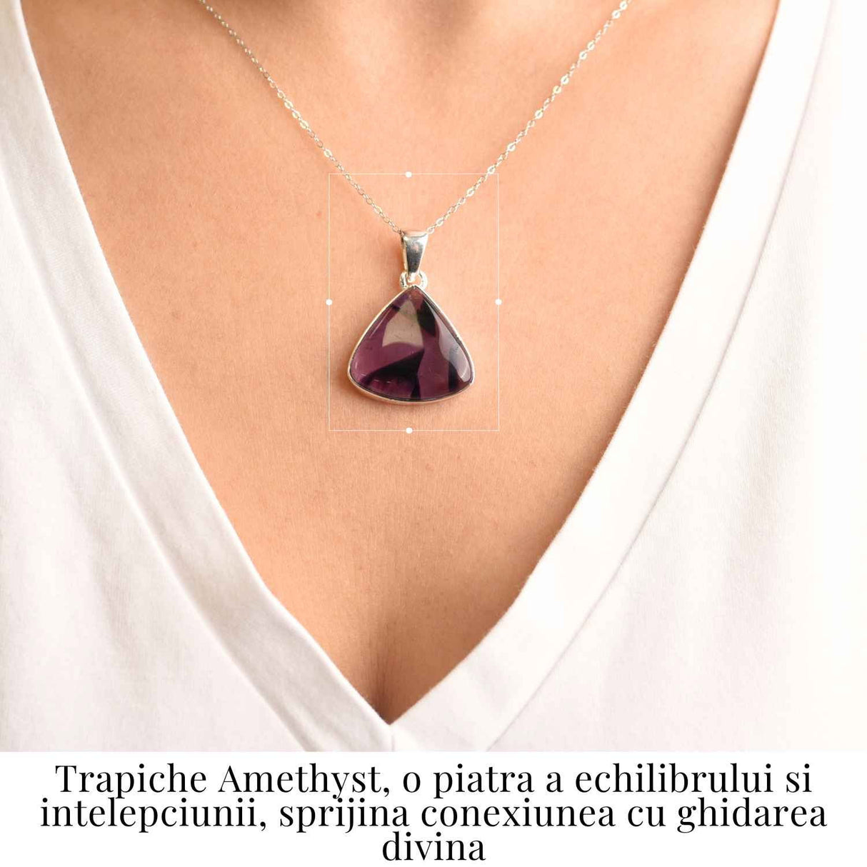 Colier argint 925 cu piatra naturala Atomic Trapiche Amethyst triunghiular - Protectie si Claritate Spirituala