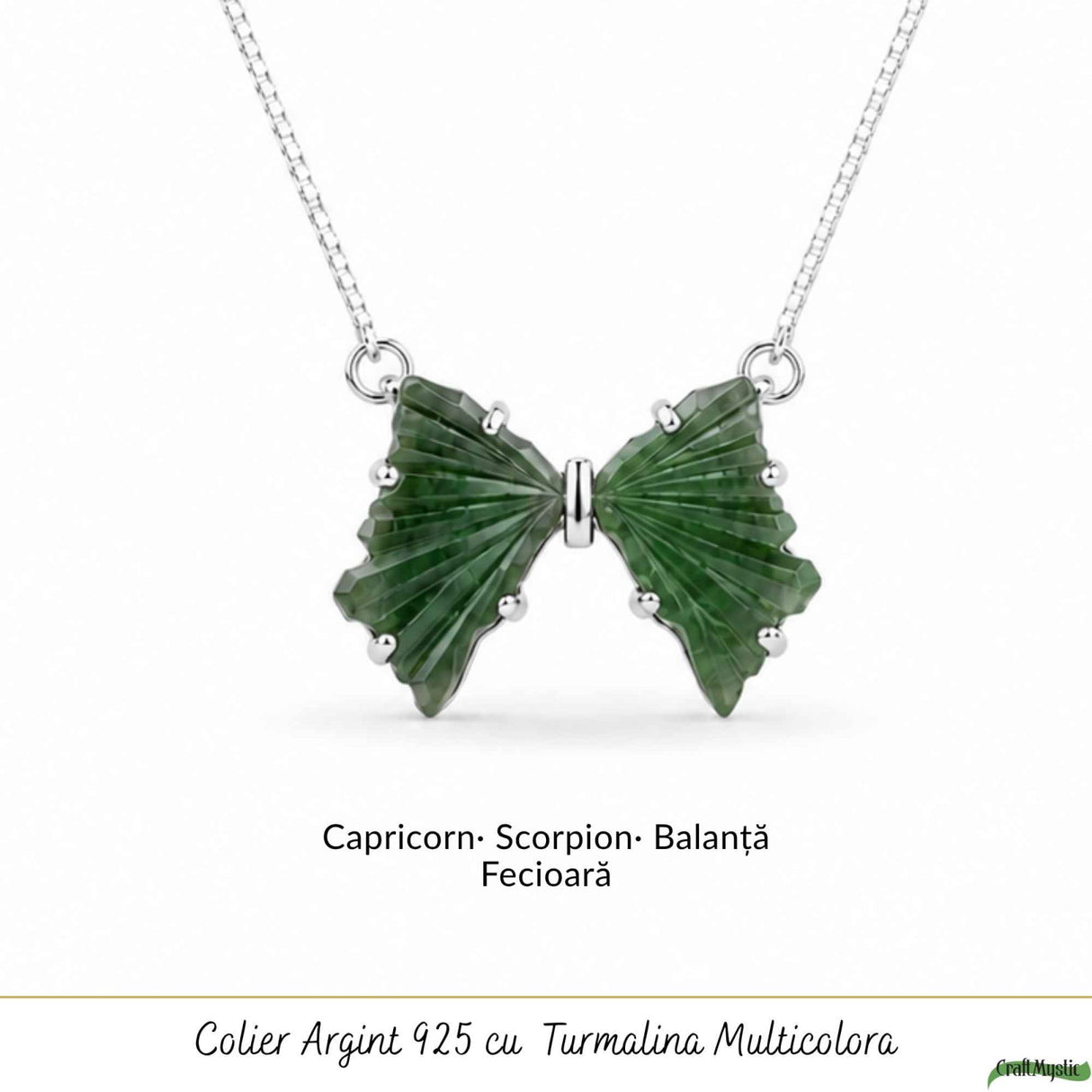 Colier Argint 925 cu Turmalina Multicolora Fluture – Bucurie si Energie