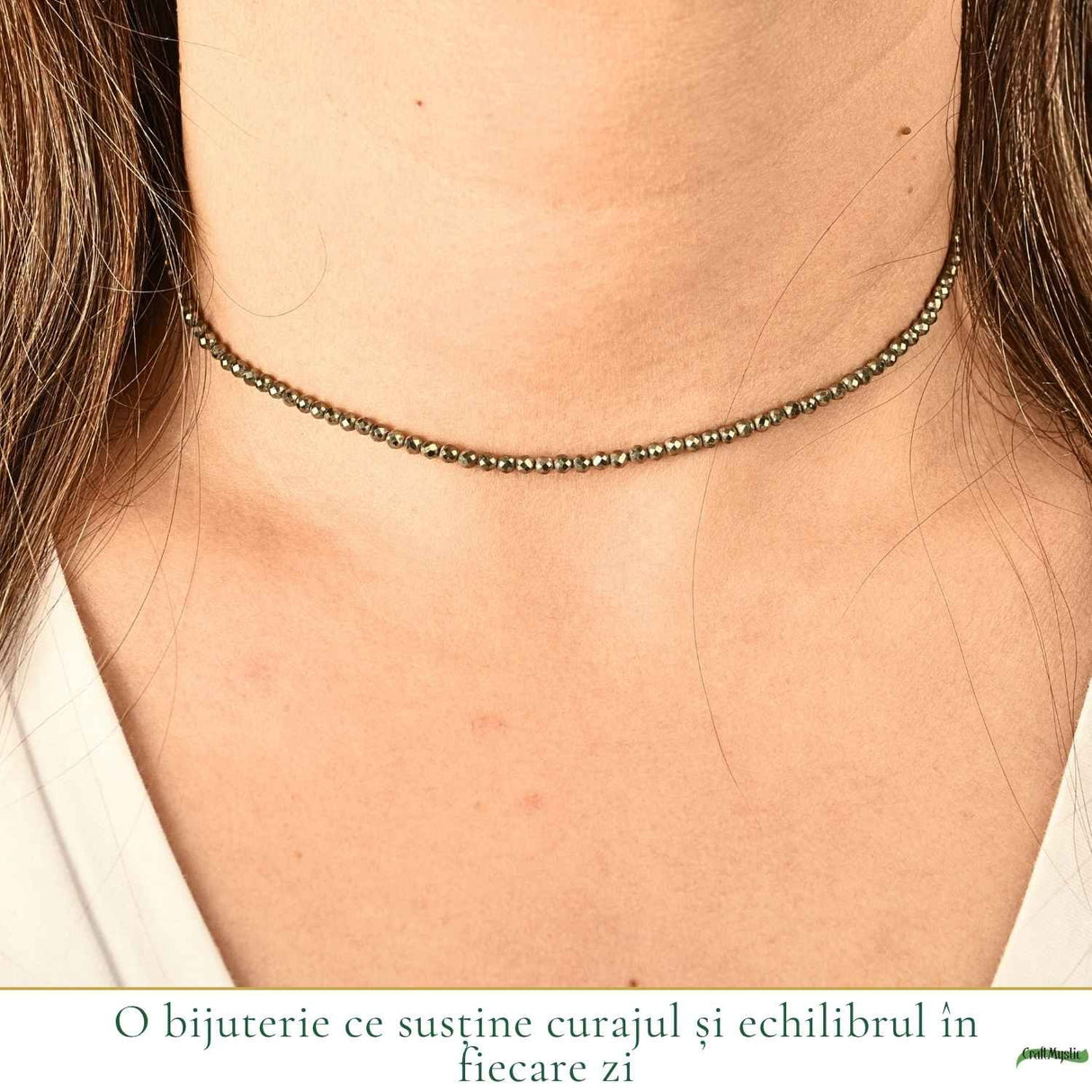 Colier argint 925 cu Pirita margele fatetate – Prosperitate si incredere
