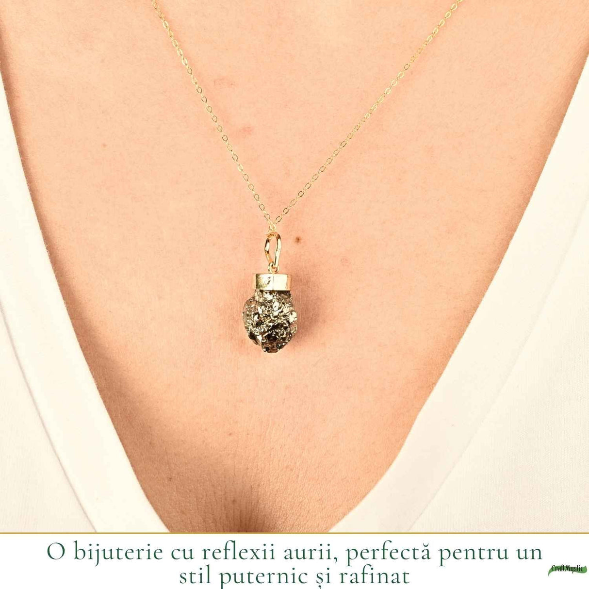 Colier argint 925 cu Pirita neuniform – Prosperitate si incredere