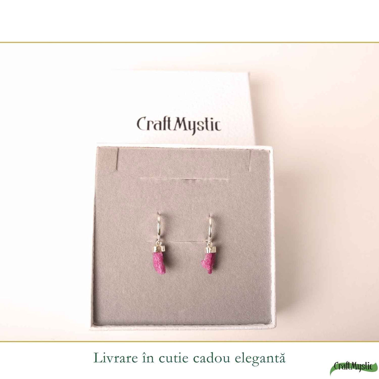 Cercei cu Rubin Brut Natural din Argint 925 – Energie si incredere Feminina