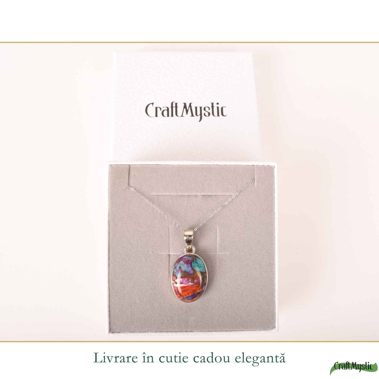 Colier Argint 925 cu Turcoaz Pink Dahlia Oval – Energie Pozitiva si Creativitate