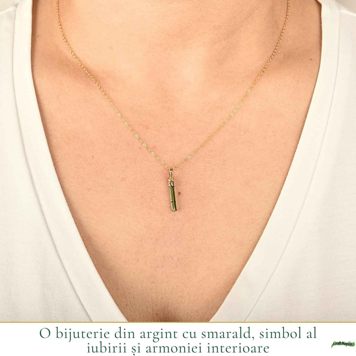 Colier Argint 925 cu Smarald Natural – Echilibru si Energie Pozitiva