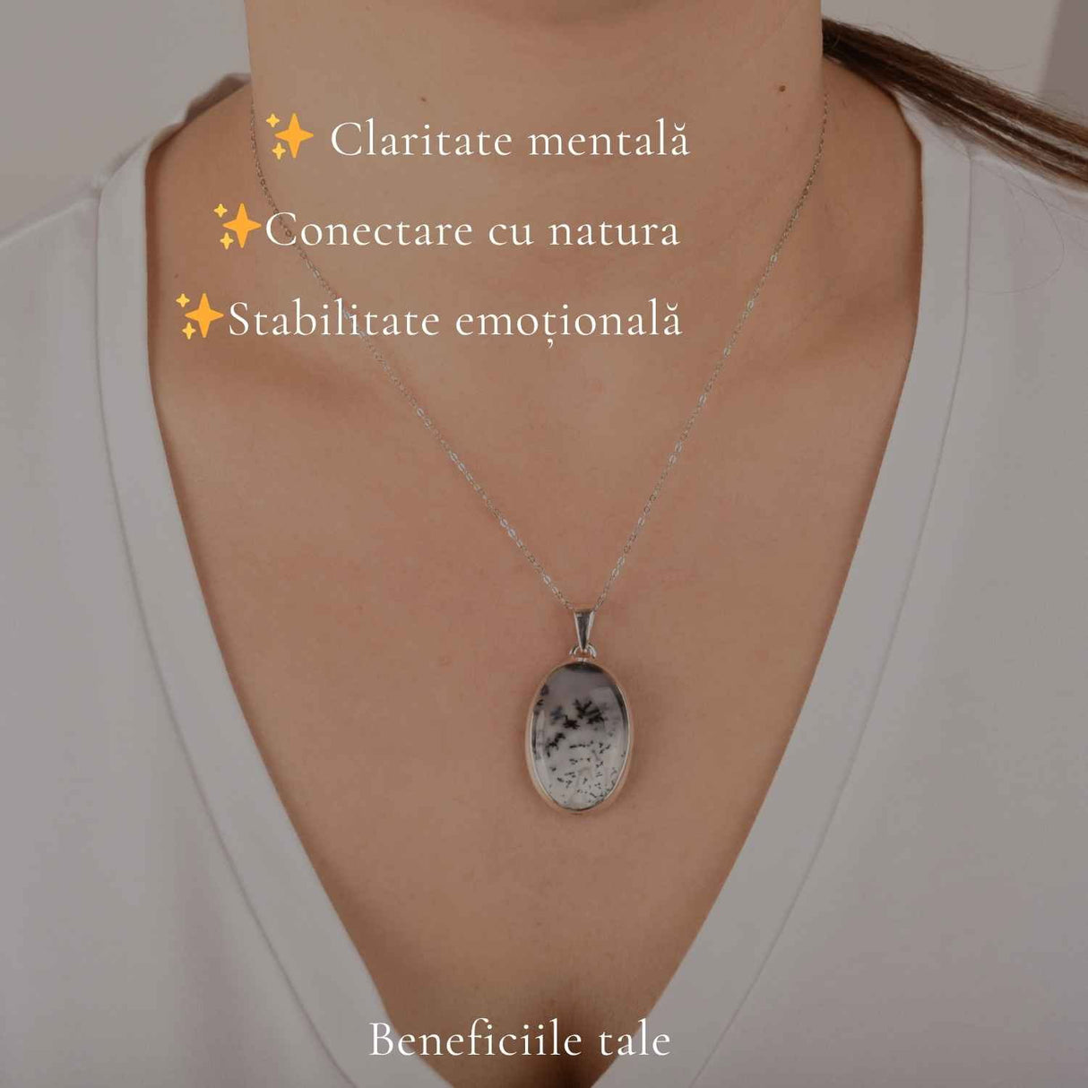 Colier argint 925 cu Opal Dendritic oval – Claritate si echilibru interior