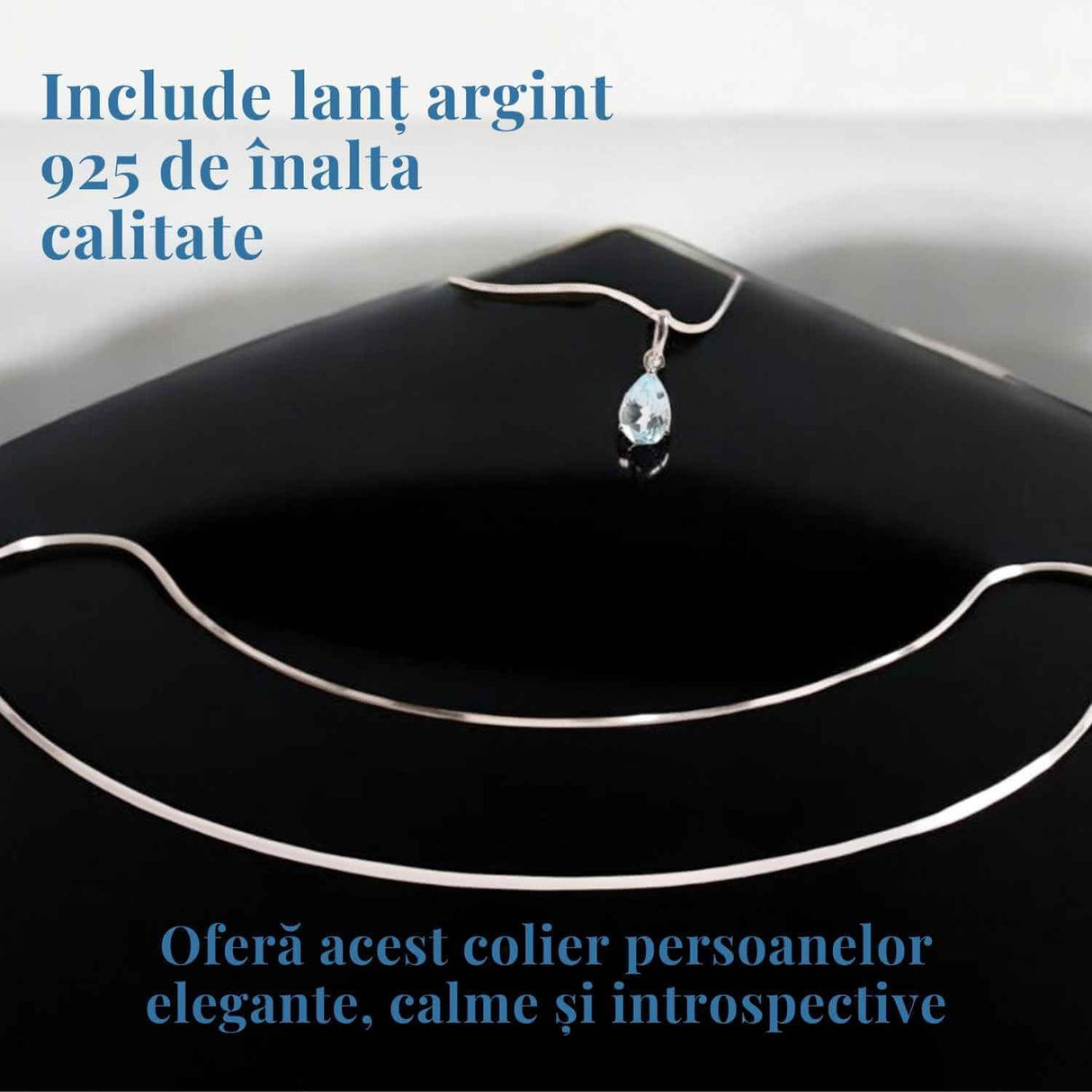 Colier din argint 925 cu topaz albastru fatetat - Claritate si calm interior