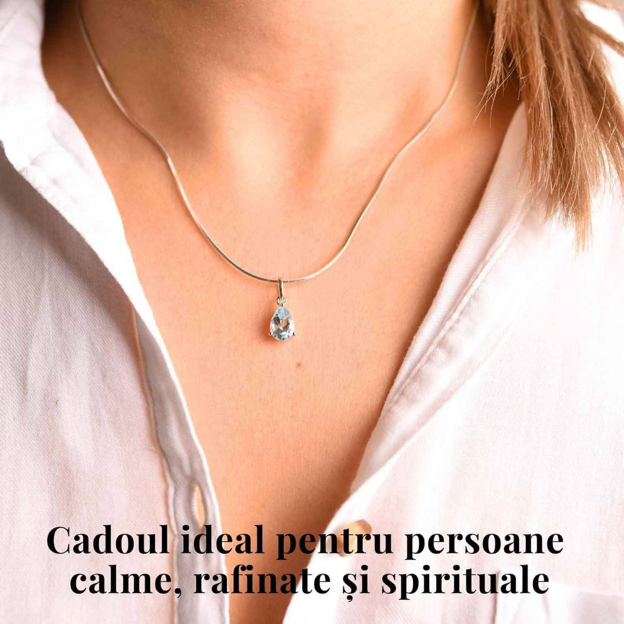 Colier din argint 925 cu topaz albastru fatetat - Claritate si calm interior