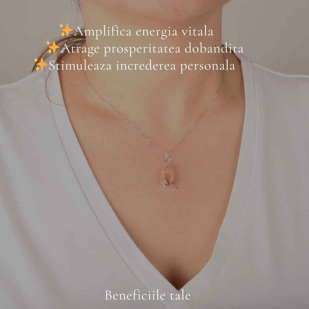 Colier Argint 925 cu Topaz Imperial Lacrima – Abundenta si incredere in Tine