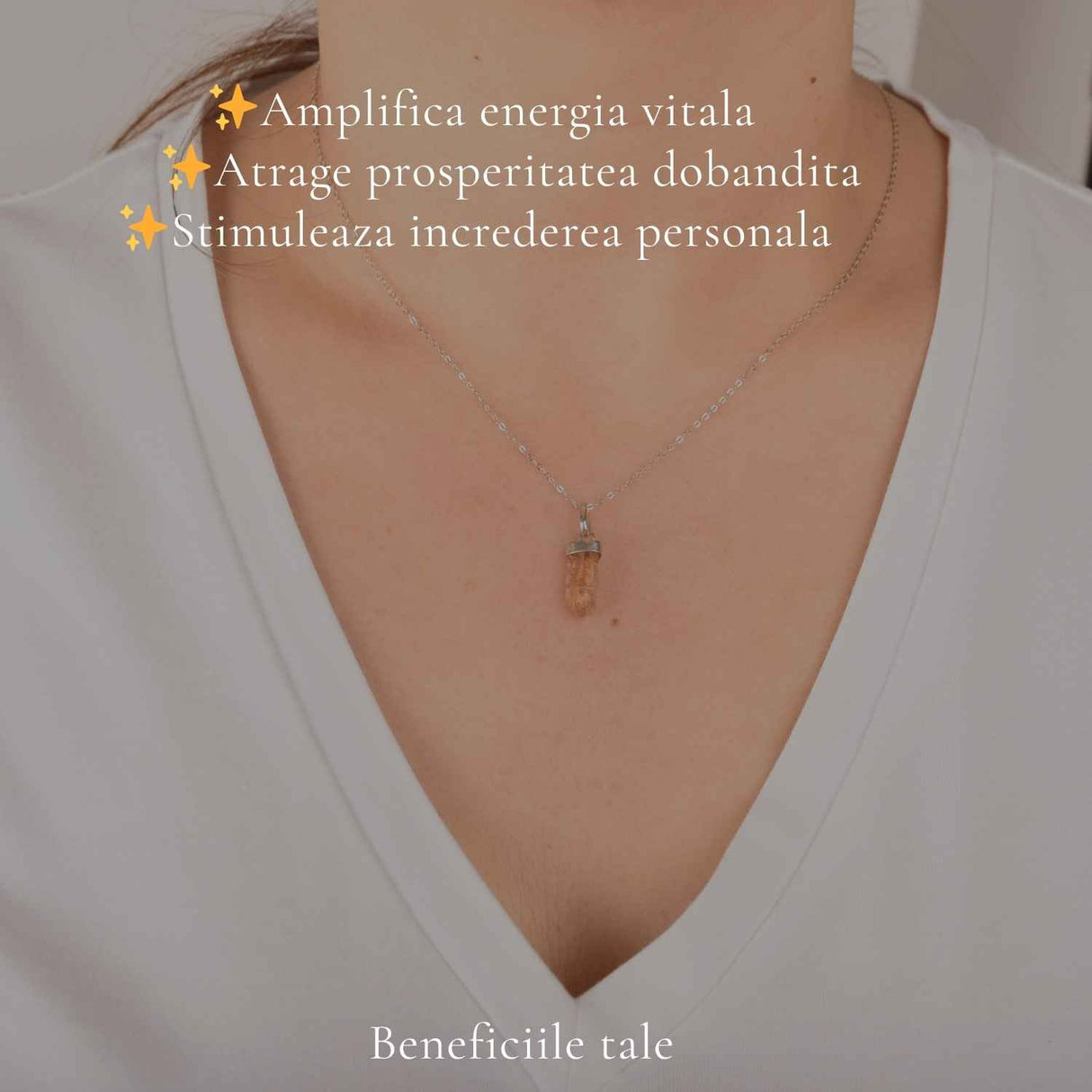 Colier Argint 925 cu Topaz Imperial Varf – Claritate si incredere Interioara