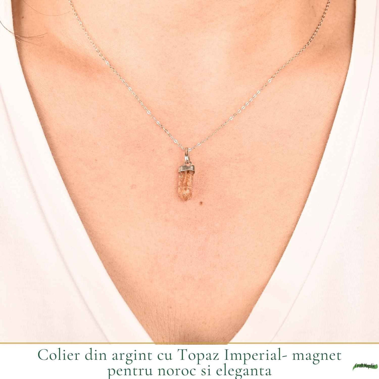 Colier Argint 925 cu Topaz Imperial Varf – Claritate si incredere Interioara