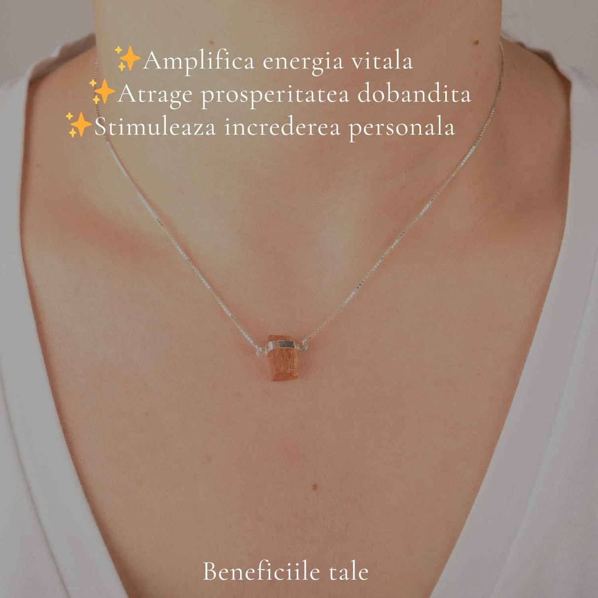 Colier Argint 925 cu Topaz Imperial Brut – Abundenta si incredere in Tine