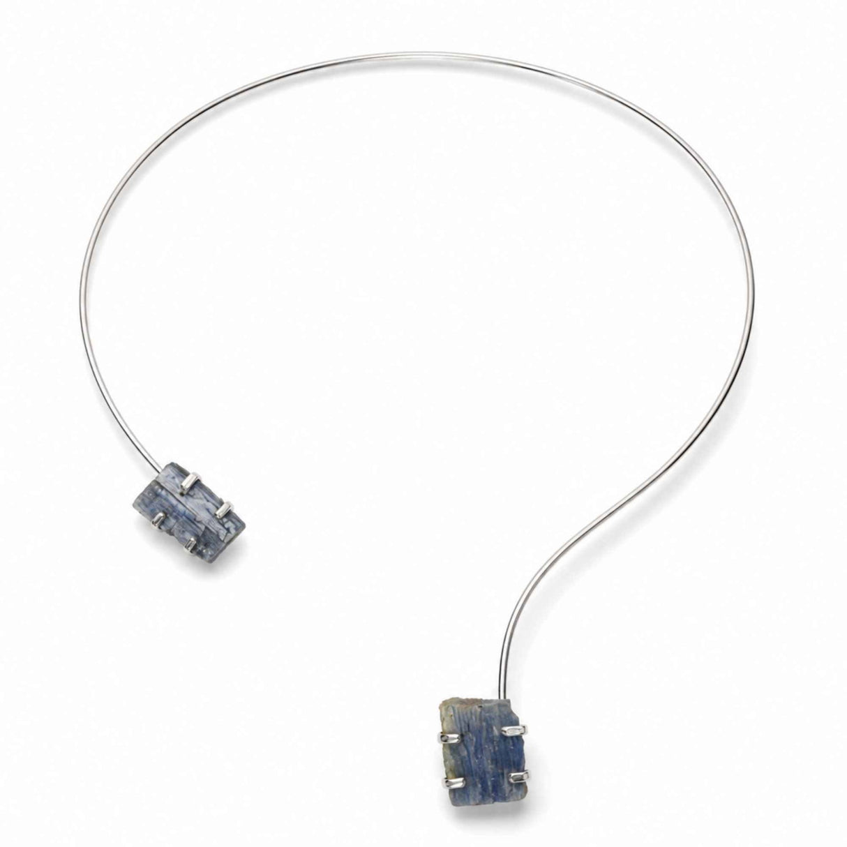 Colier Choker Argintiu cu Kianit Albastru Natural – Comunicare si Claritate Interioara