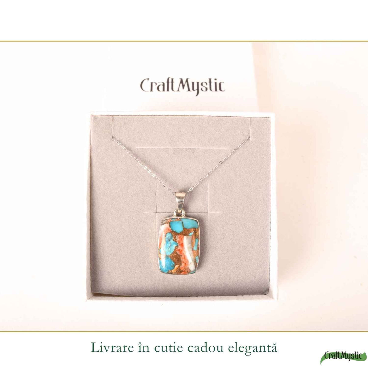 Colier argint 925 cu Turcoaz Arizona dreptunghi – Protectie si echilibru