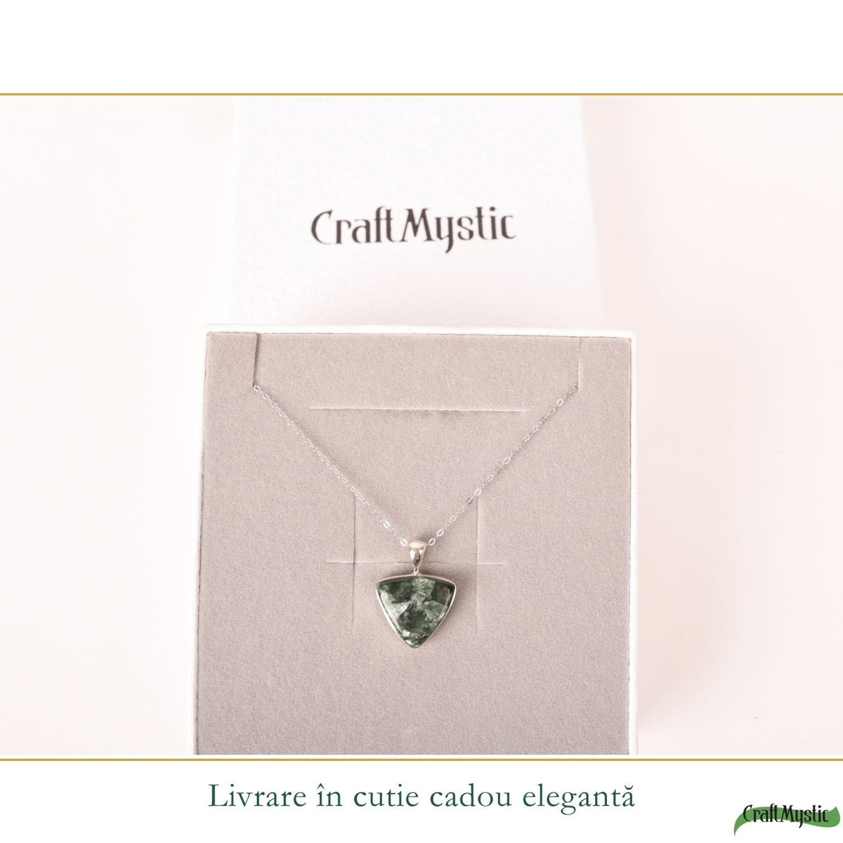 Colier Argint 925 cu Serafinit Triunghi – Echilibru Spiritual si Protectie