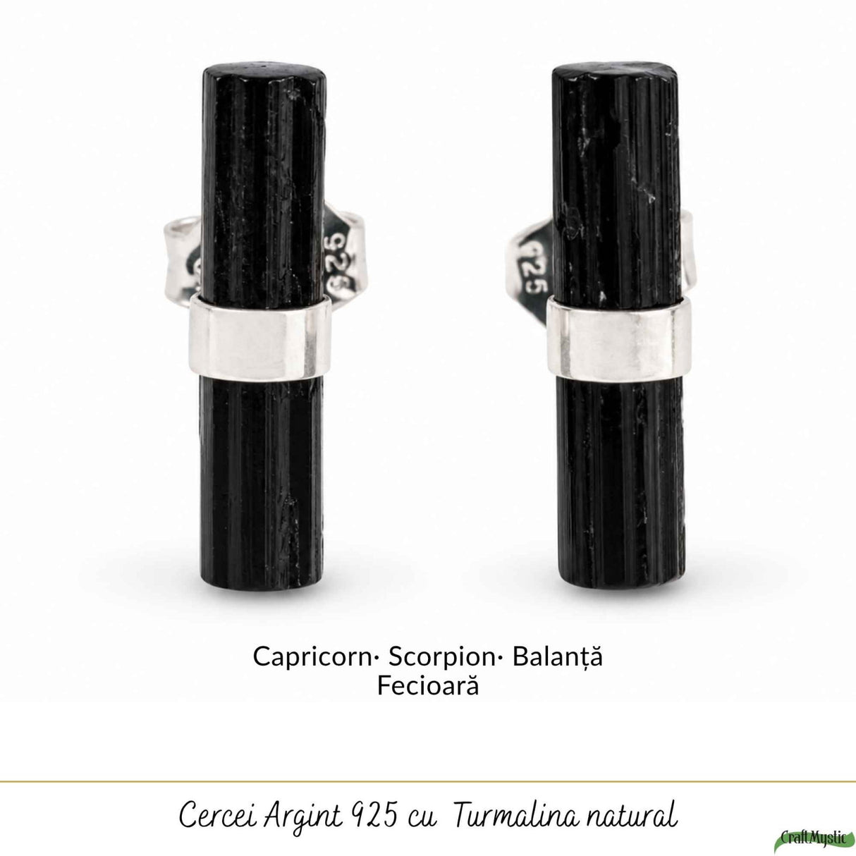 Cercei Argint 925 cu Turmalina Neagra – Protectie si Echilibru Zilnic