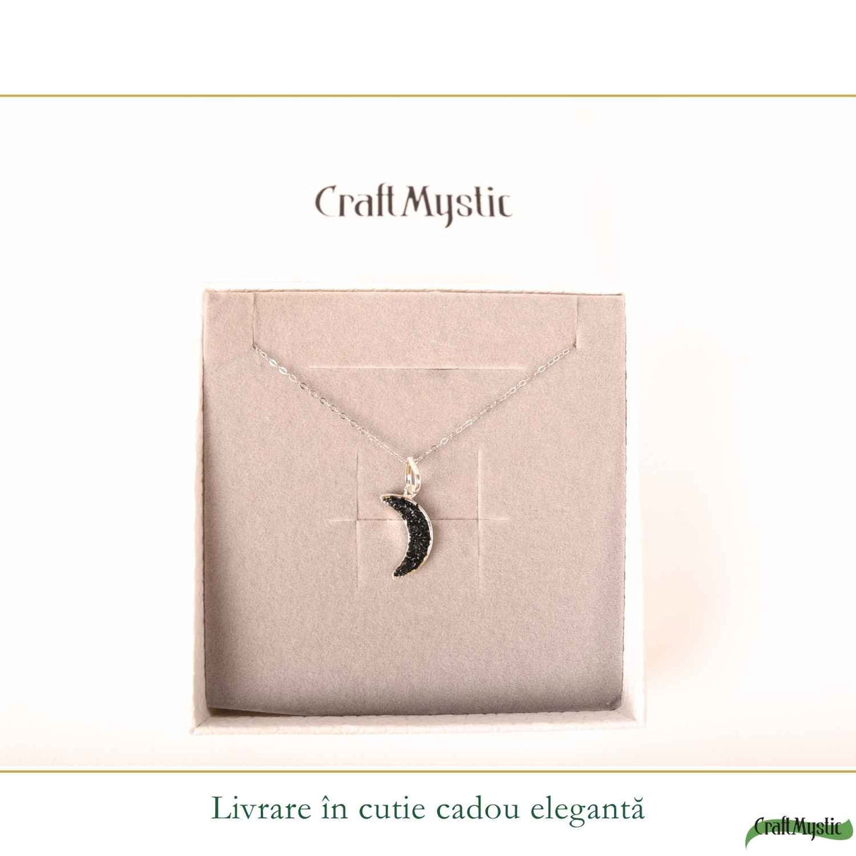 Colier Argint 925 cu Turmalina Neagra Semiluna – Protectie si Echilibru Interior