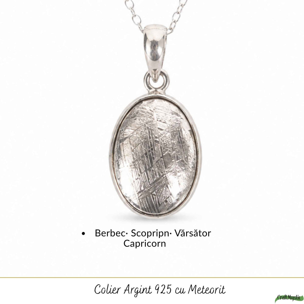 Colier Argint 925 cu Meteorit Oval – Curaj si Energie Cosmica