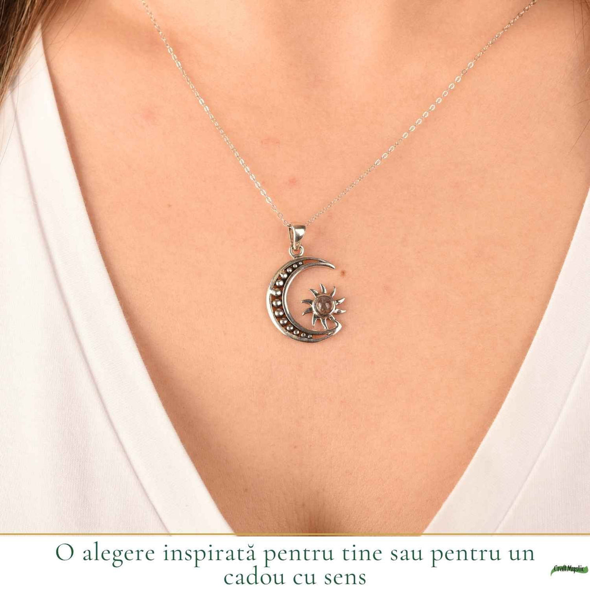 Colier Argint 925 cu Labradorit Soare si Luna – Echilibru si Intuitie