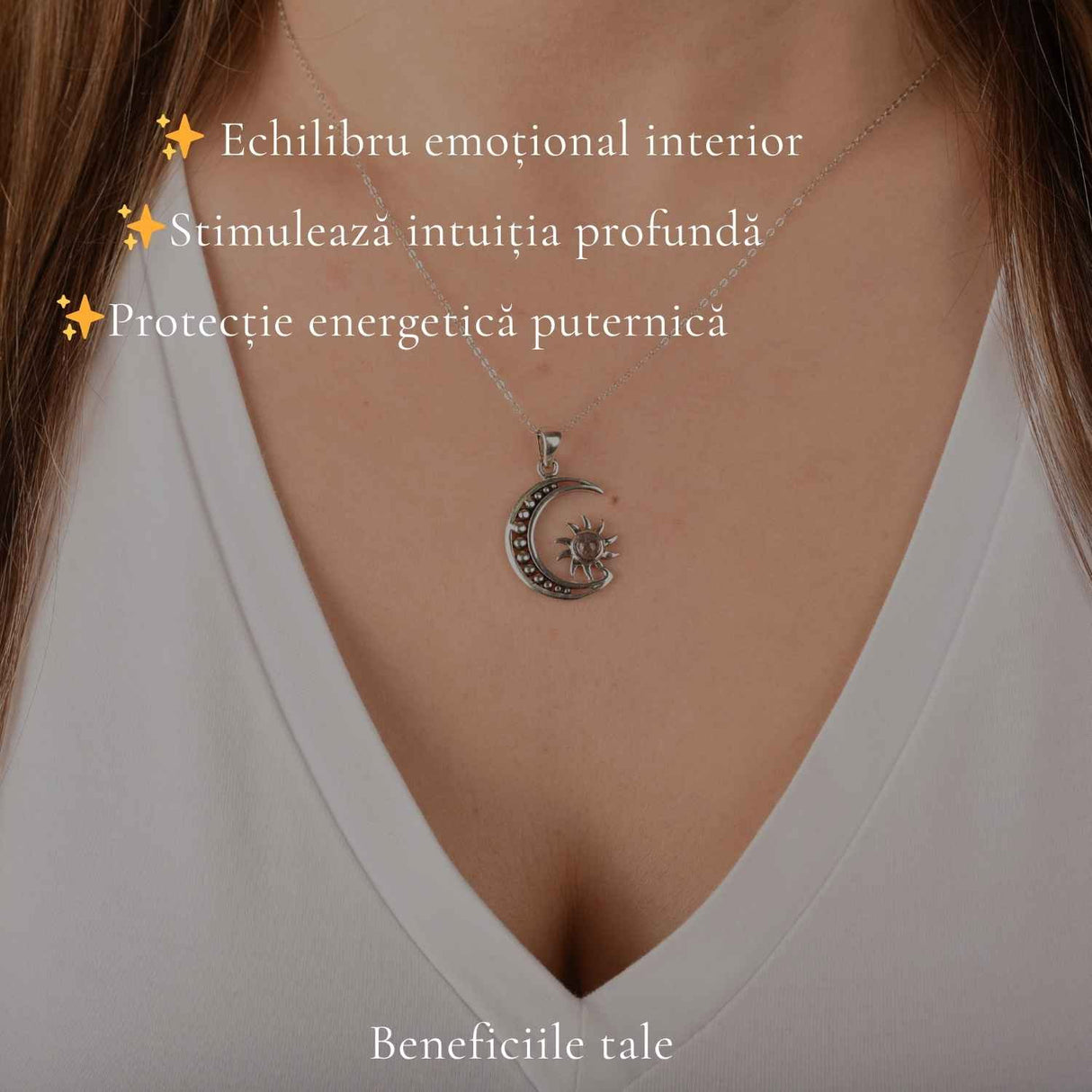 Colier Argint 925 cu Labradorit Soare si Luna – Echilibru si Intuitie