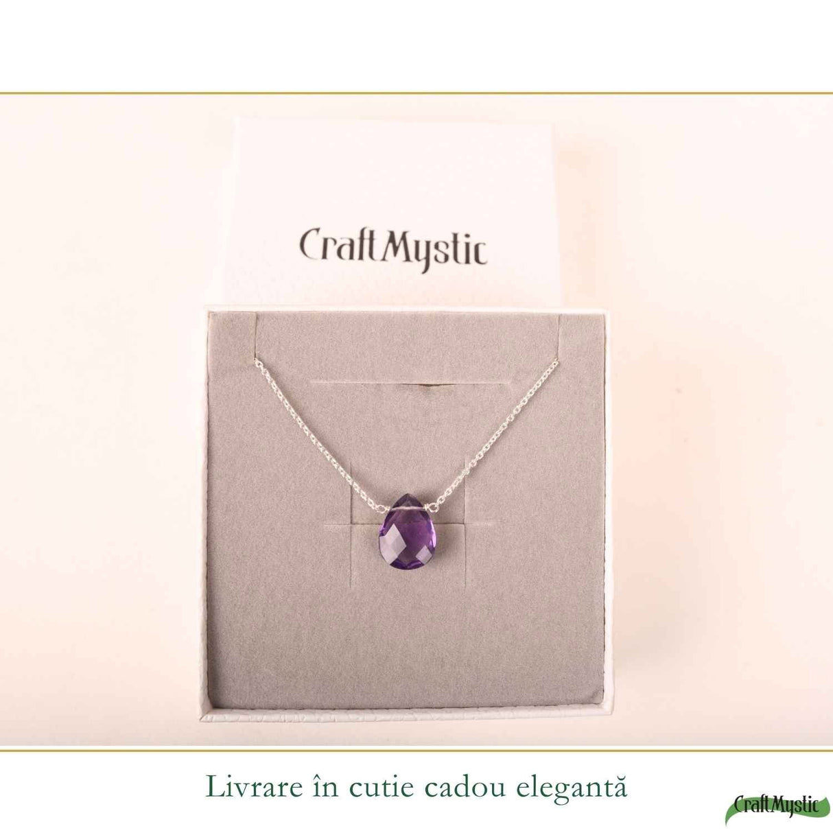 Colier argint 925 cu ametist lacrima – liniste si echilibru emotional