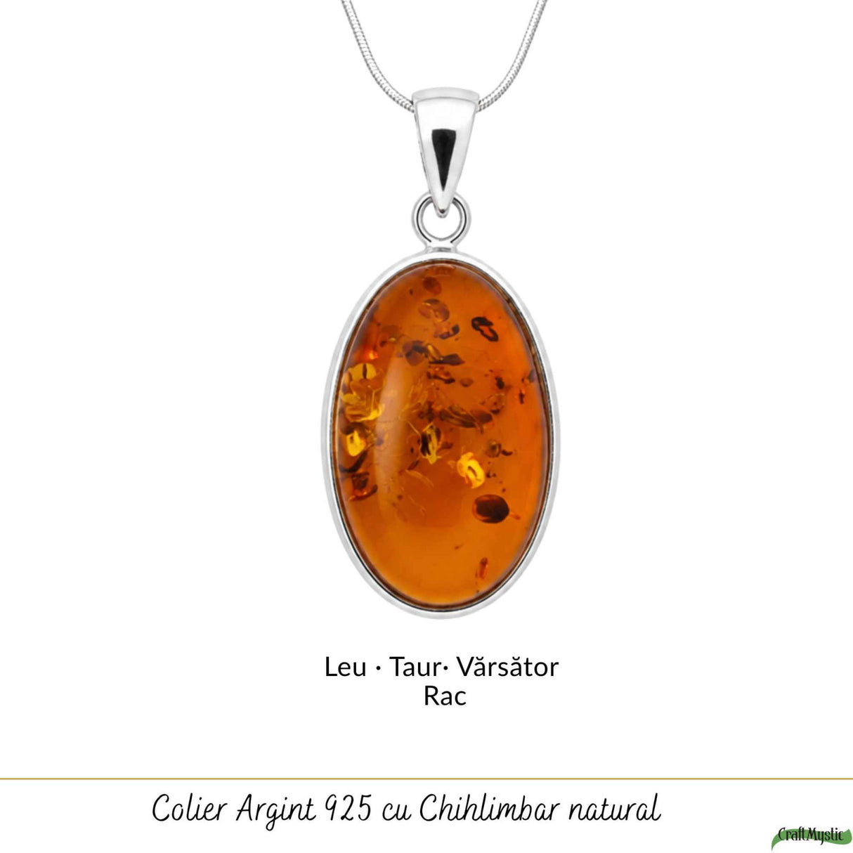 Colier Argint 925 cu Chihlimbar – Energie Pozitiva si Echilibru Interior