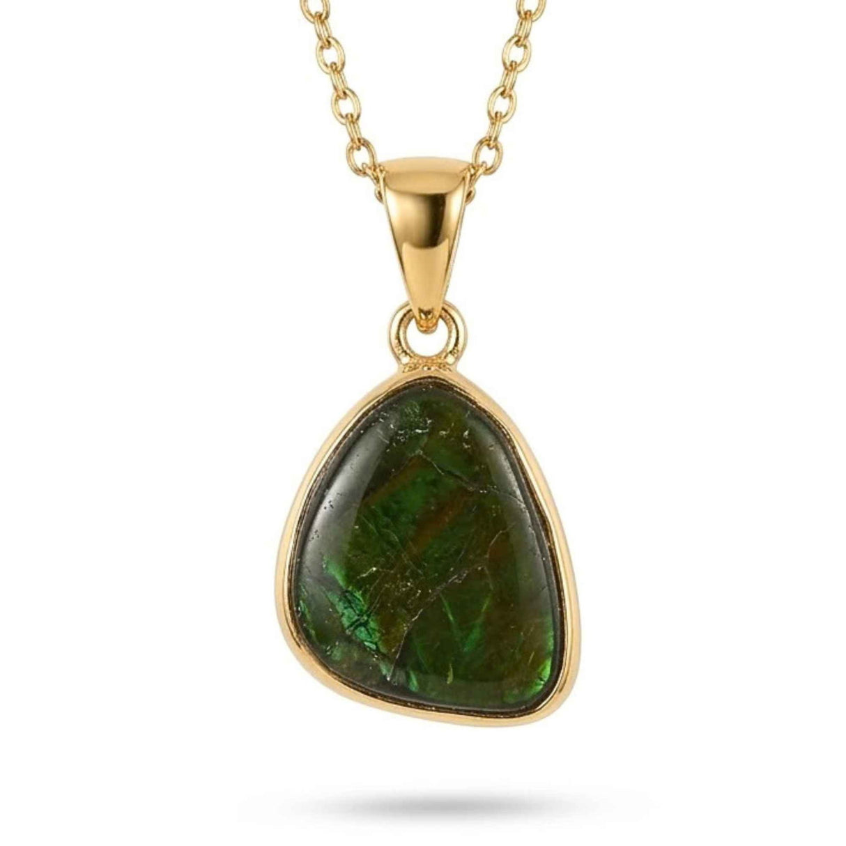 Colier Argint 925 Placat Aur 18K cu Amolit Natural Brut – Energie, Prosperitate si Protectie