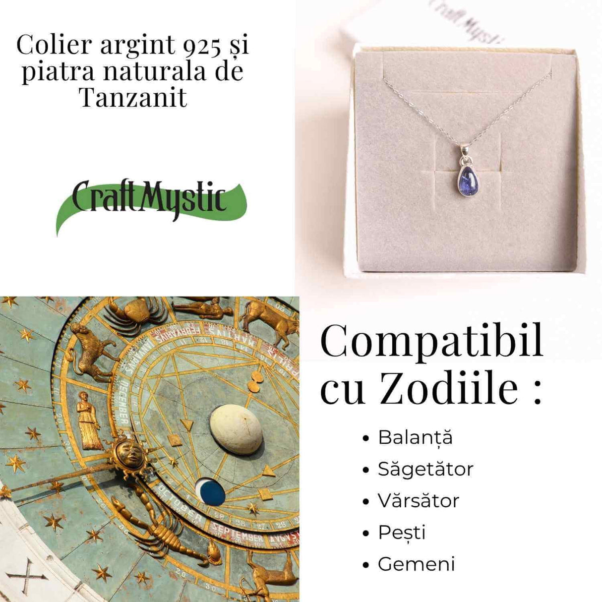 Colier argint 925 cu piatra naturala Tanzanit oval - Claritate si Transformare Interioara