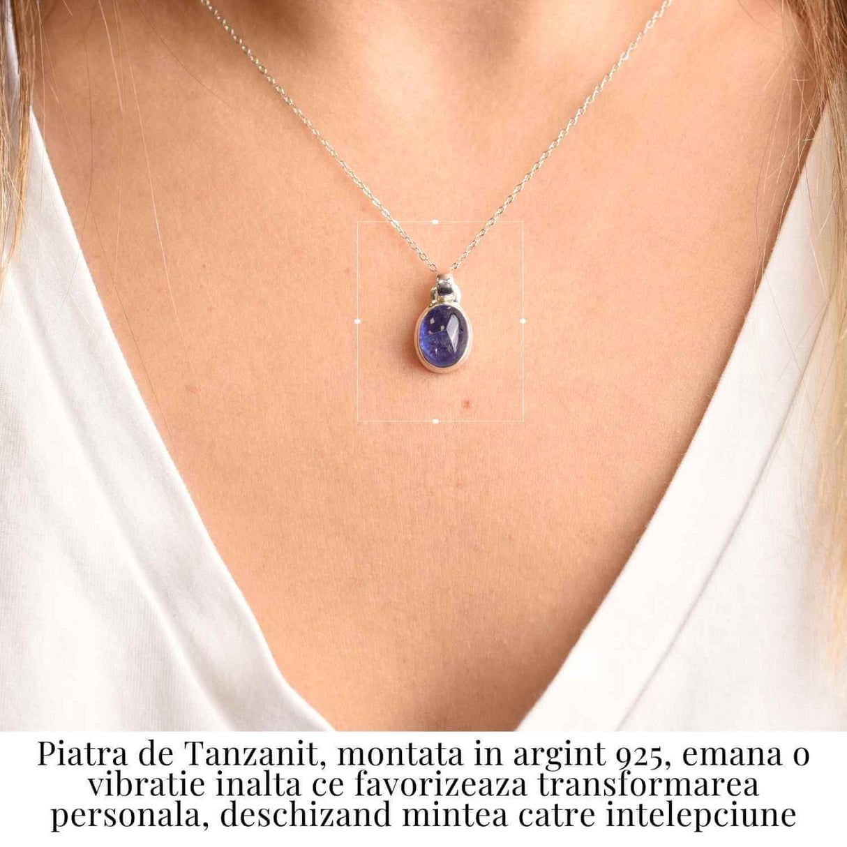 Colier argint 925 cu piatra naturala Tanzanit oval - Claritate si Transformare Interioara