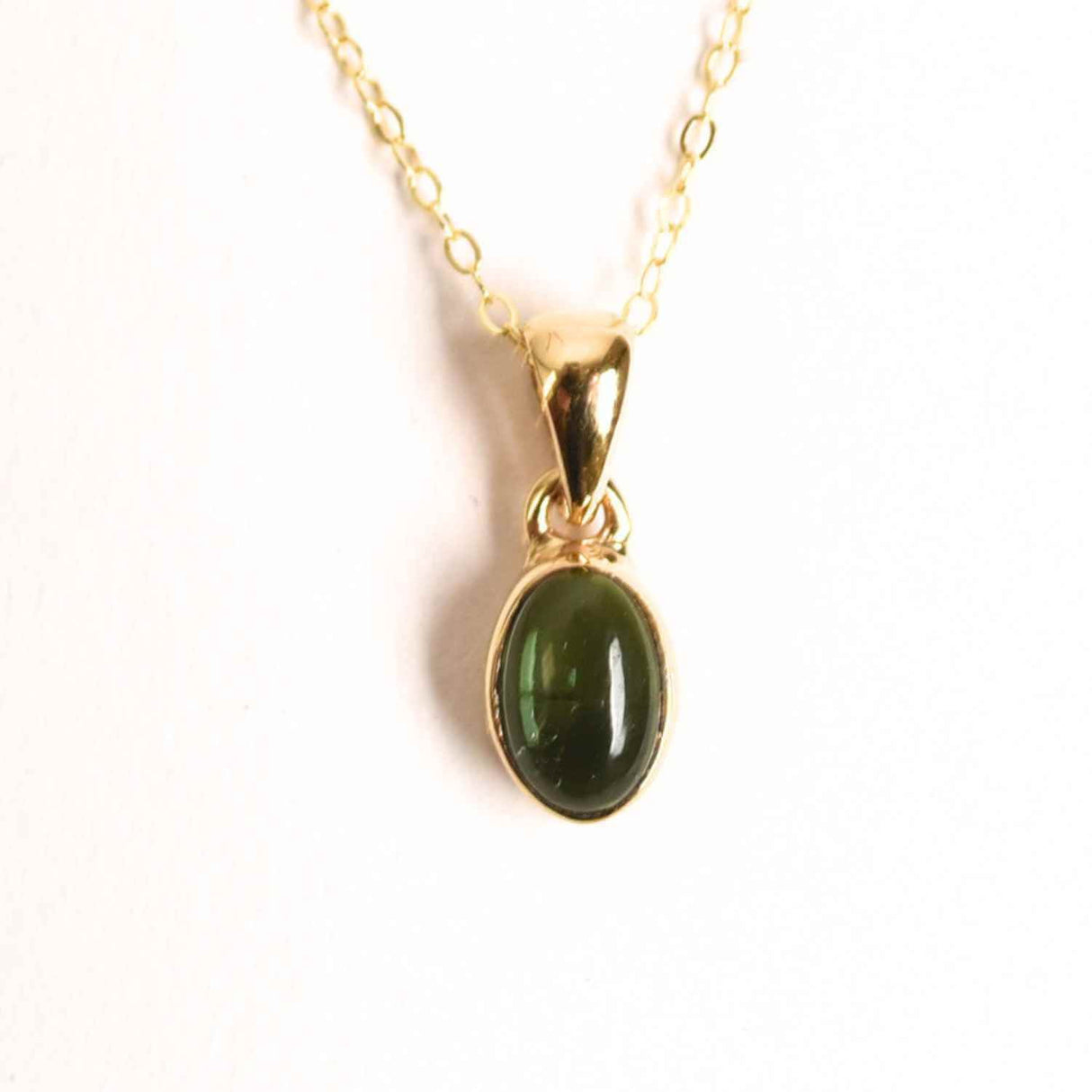 Colier Argint 925 Placat cu Aur 18K si Turmalina Verde Naturala - Armonie, Prosperitate si Vindecare Emotionala