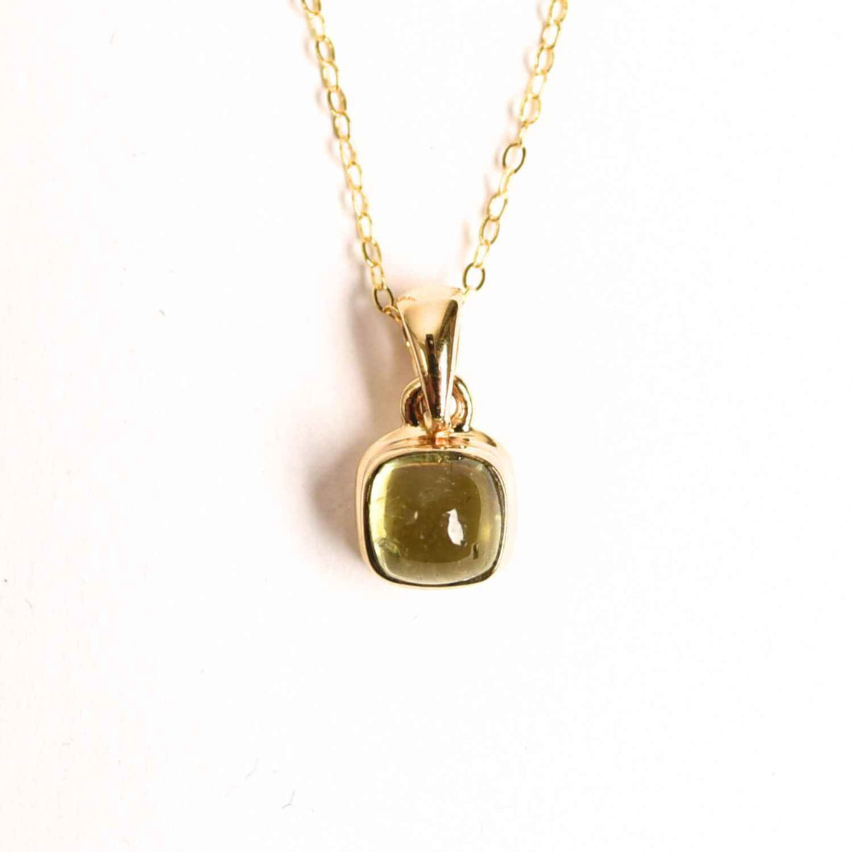 Colier Argint 925 Placat cu Aur 18K si Turmalina Verde Naturala - Echilibru, Vindecare si Energie a Vietii
