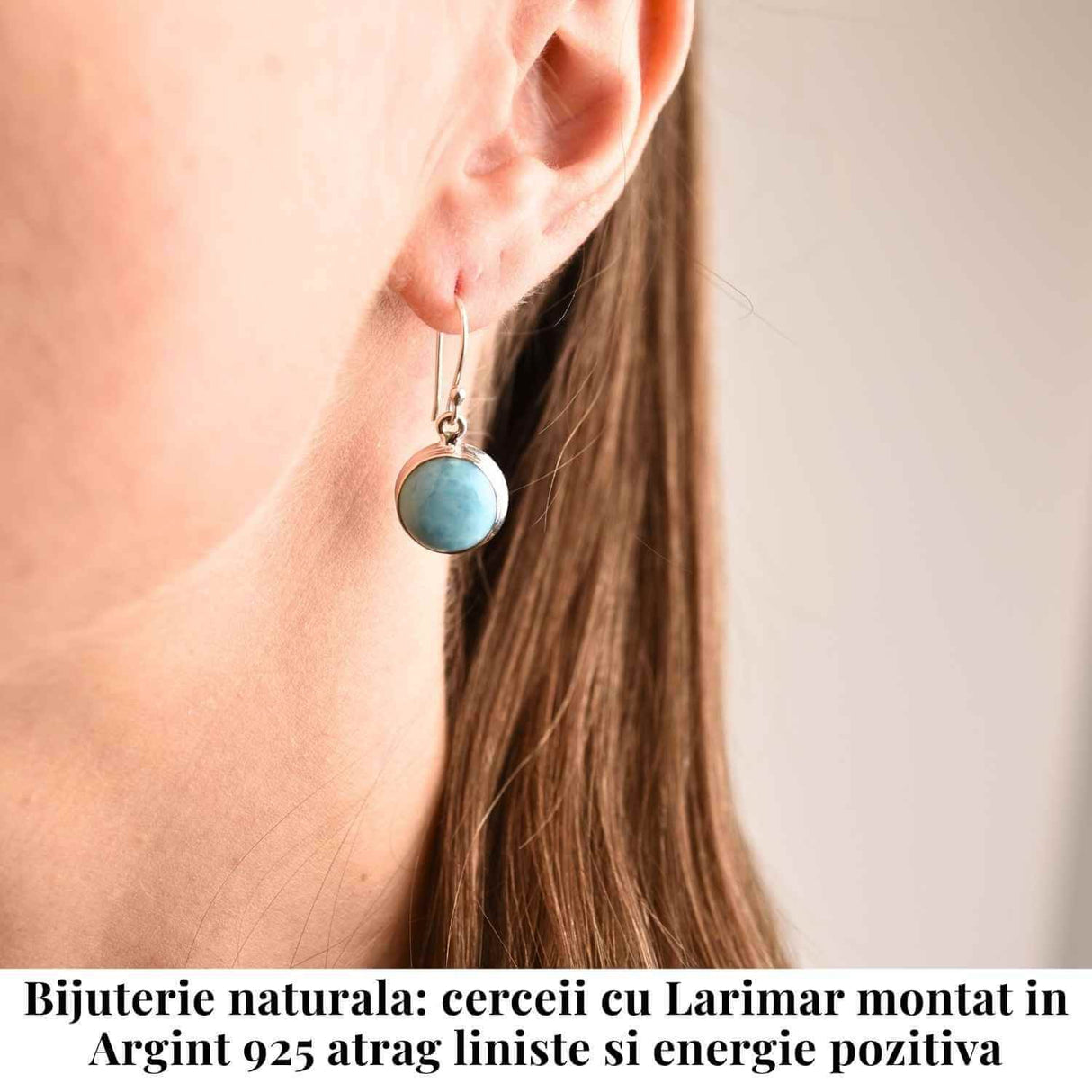 Cercei Argint 925 cu Larimar Rotund - Armonie si Linstire Interioara