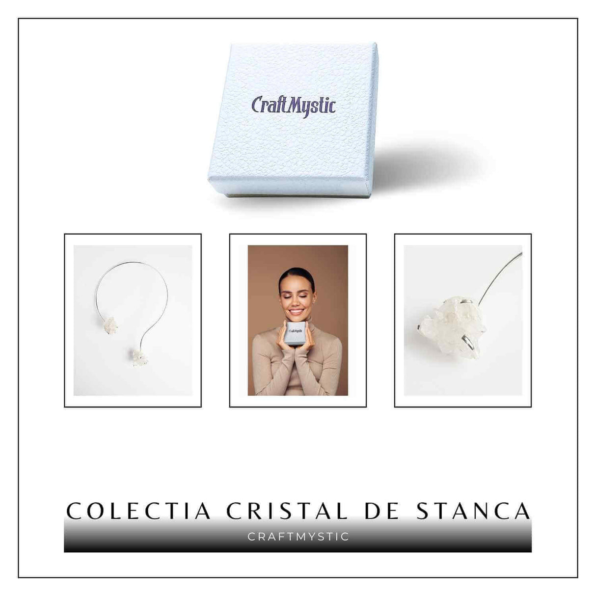 Colier Choker Argintiu cu Cristal de Stanca - Echilibru si Claritate Energetica