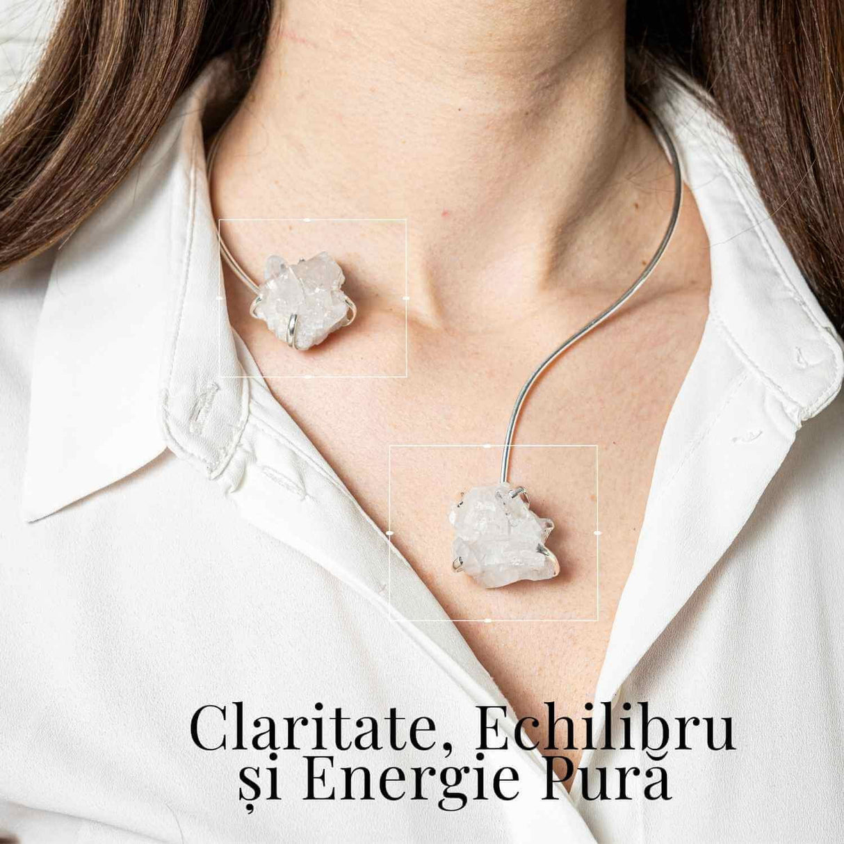 Colier Choker Argintiu cu Cristal de Stanca - Echilibru si Claritate Energetica