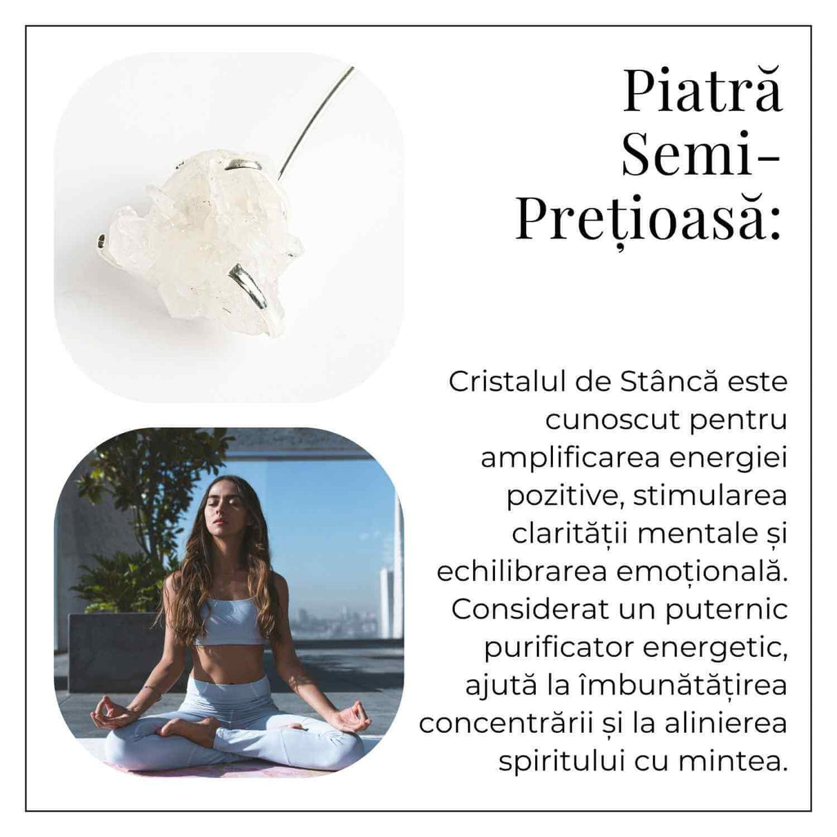 Colier Choker Argintiu cu Cristal de Stanca - Echilibru si Claritate Energetica