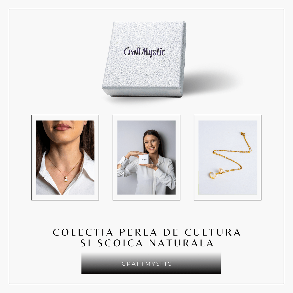 Poarta linistea interioara - Colier cu perla de cultura si scoica naturala
