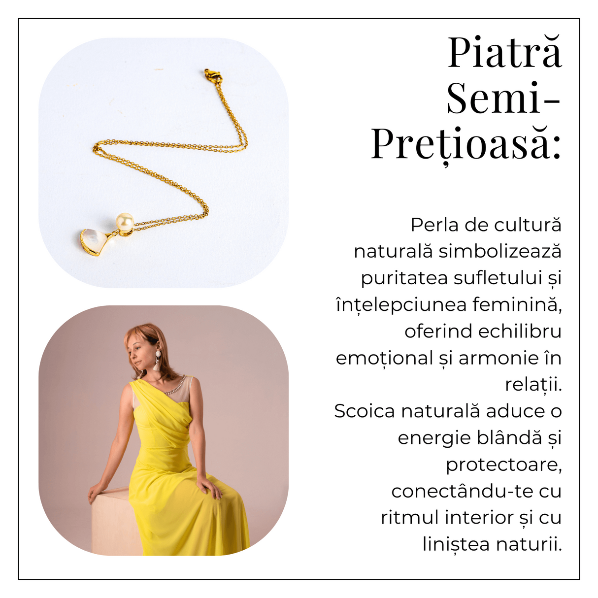 Poarta linistea interioara - Colier cu perla de cultura si scoica naturala