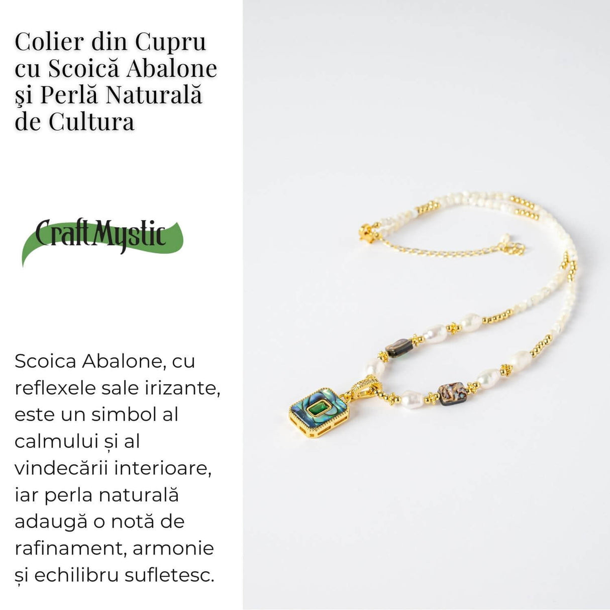 Eleganta si Armonie - Colier cu Perle si Scoica Abalone Naturale