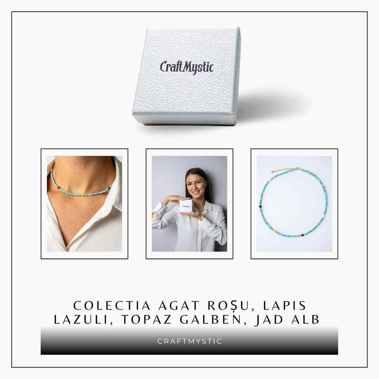 Colier Choker cu Turcoaz, Perle Naturale si Pietre Semipretioase - Energie Pozitiva si Armonie Interioara