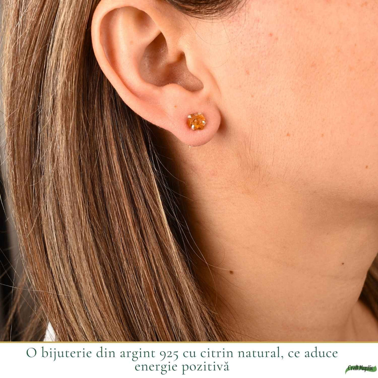 Cercei Argint 925 cu Citrin Brut – Energie Pozitiva si Abundenta Naturala