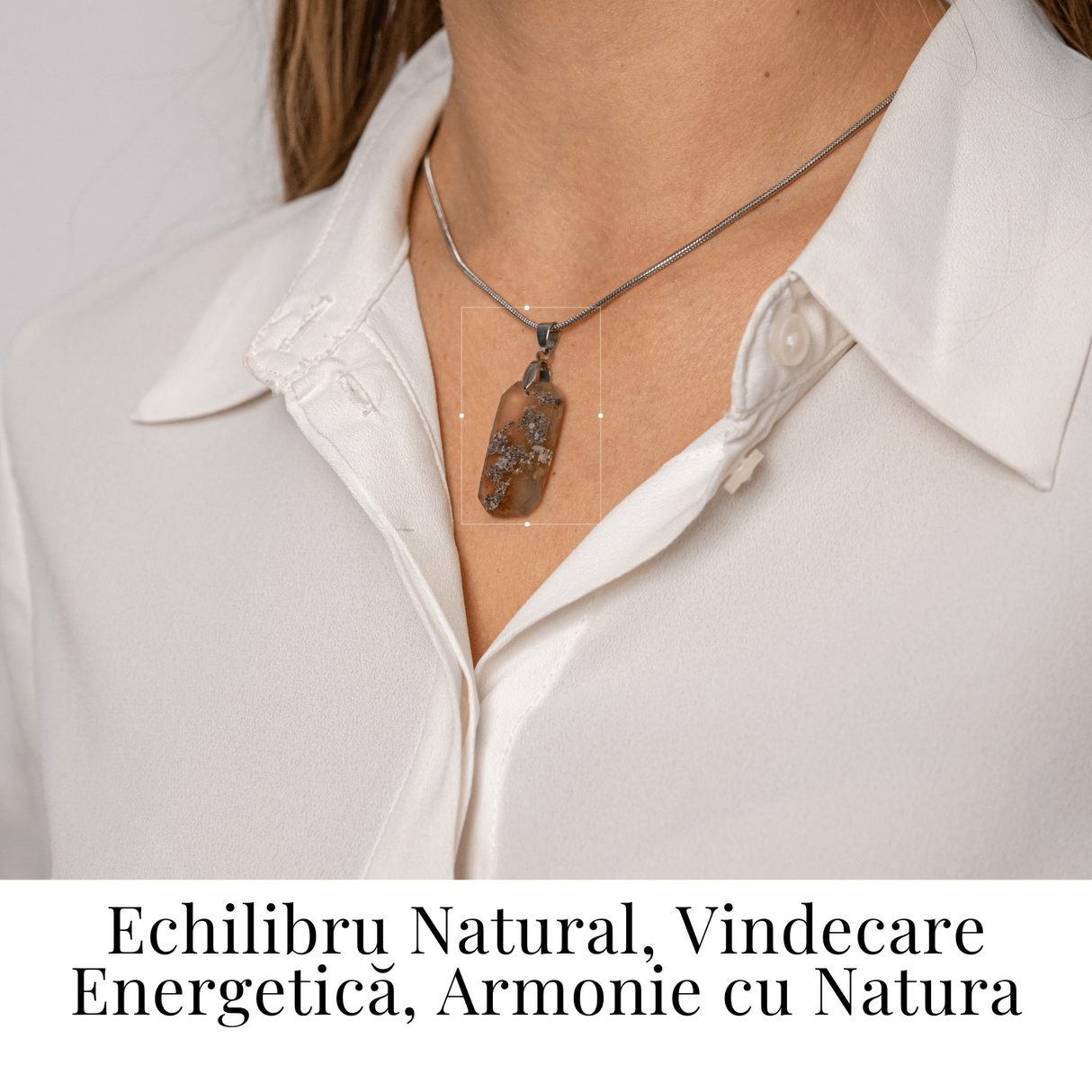 Colier Titanium cu Agat Muschi Dreptunghi - Echilibru Natural si Conexiune cu Natura