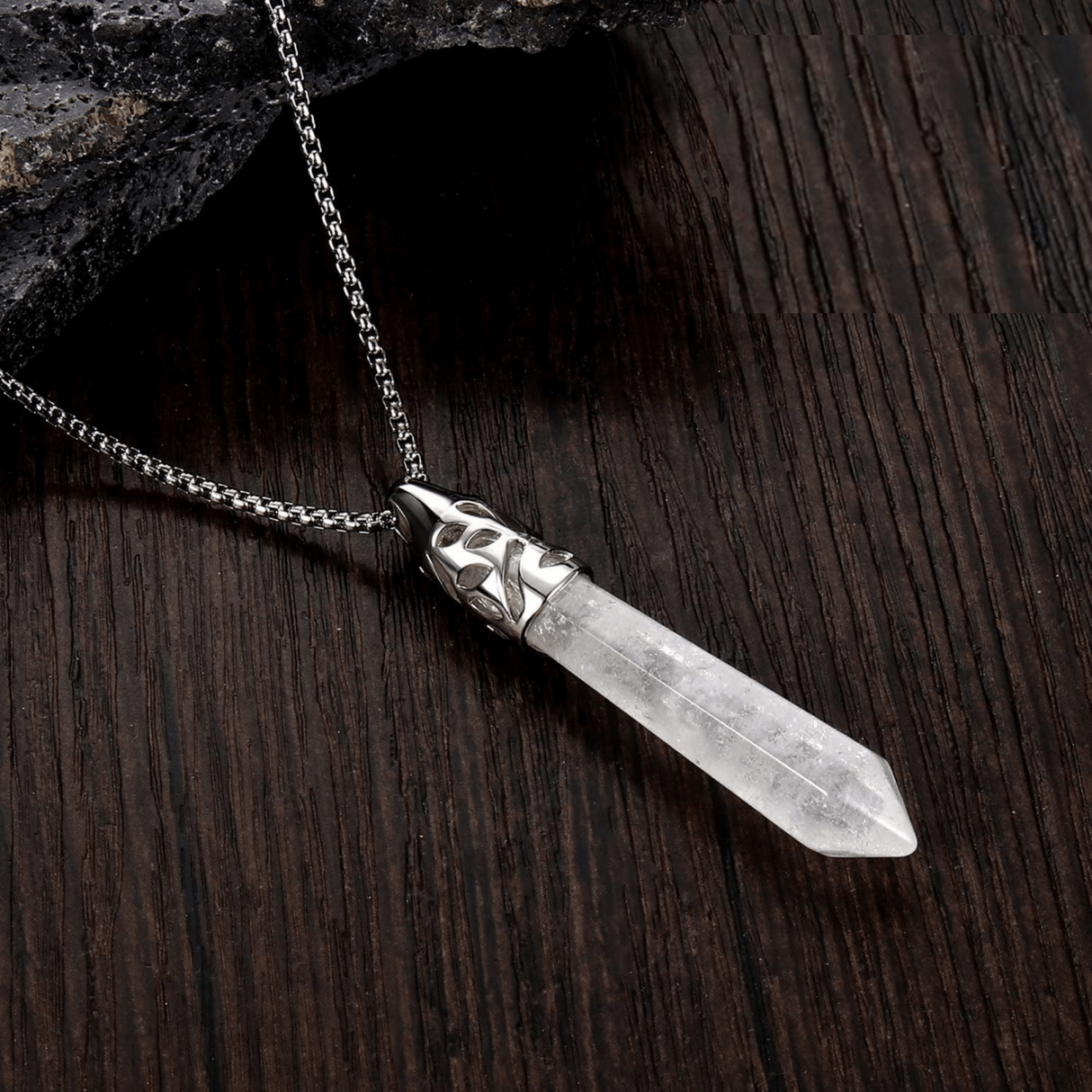 Colier cu pandantiv hexagonal din cristal ametist - O piatra puternica si protectoare, elibereaza stresul si calmeaza emotiile