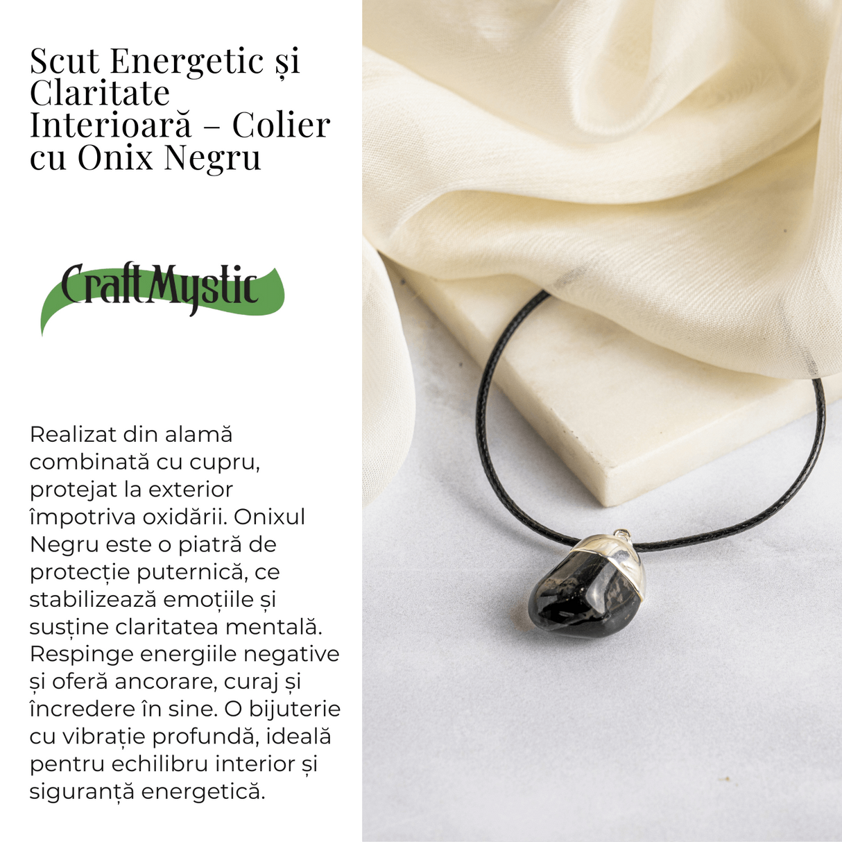 Colier cu Piatra Rulata de Onix Natural - Protectie si Forta