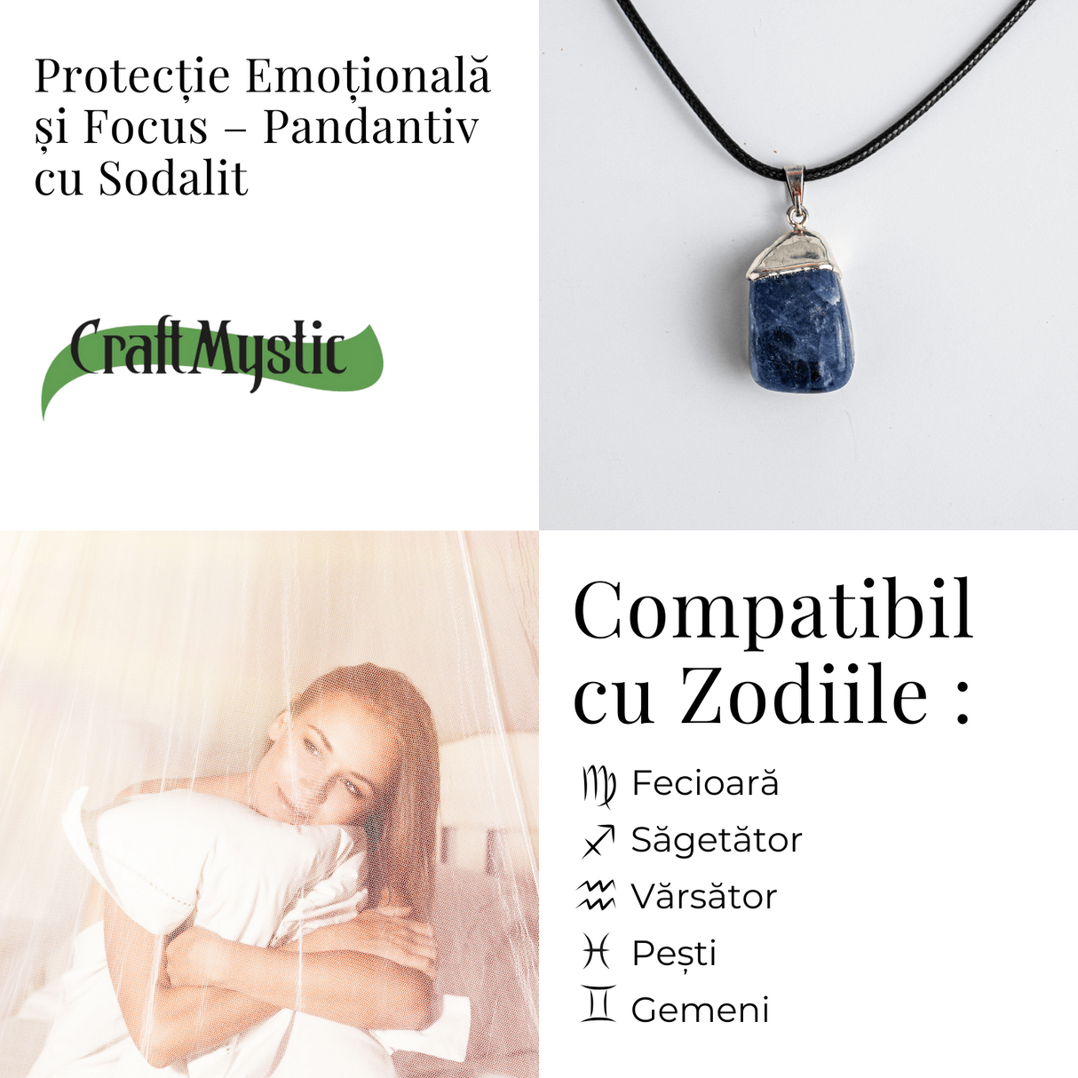 Protectie Emotionala si Focus - Pandantiv cu Sodalit