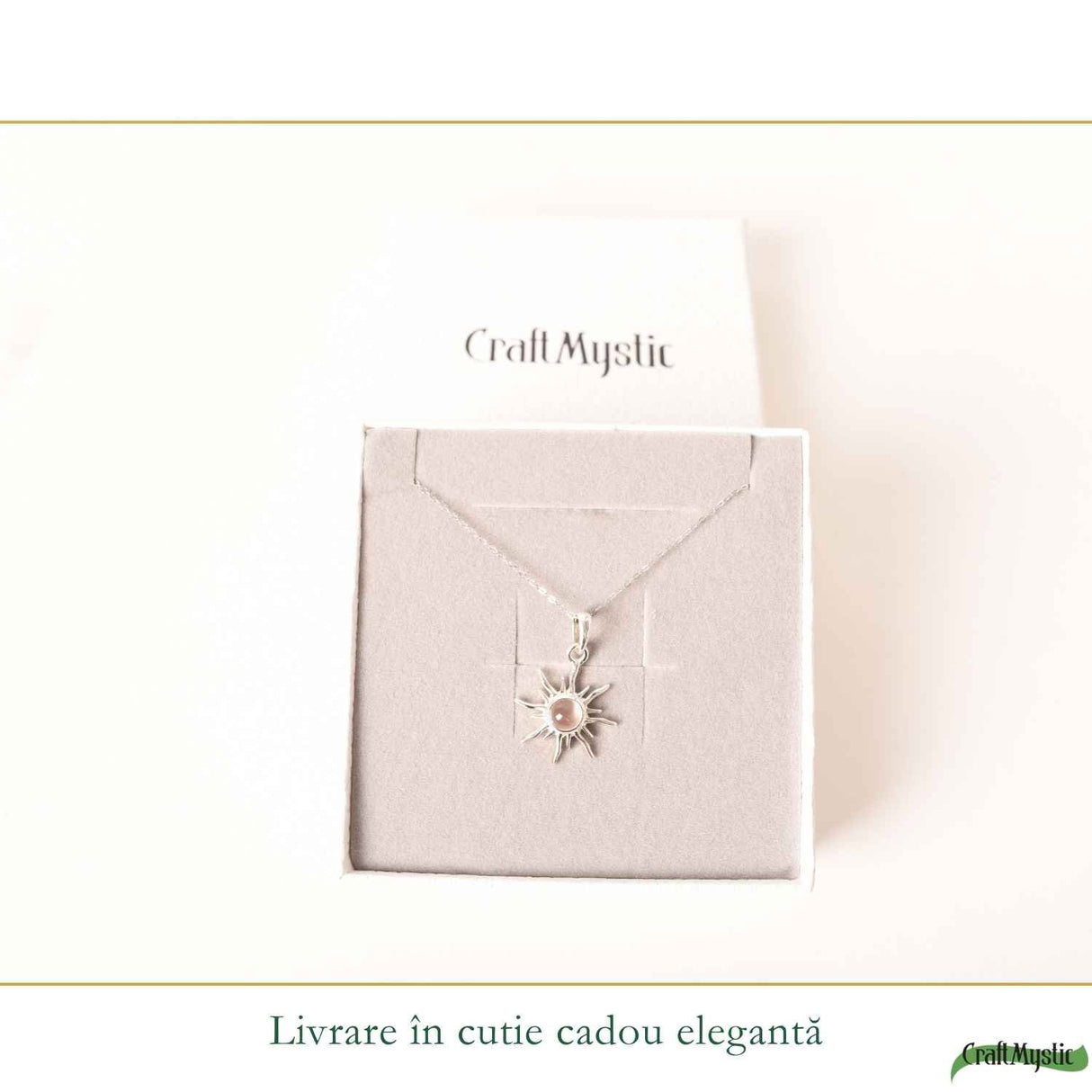 Colier Cuart Roz Soare din Argint 925 – iubire de sine si energie luminoasa