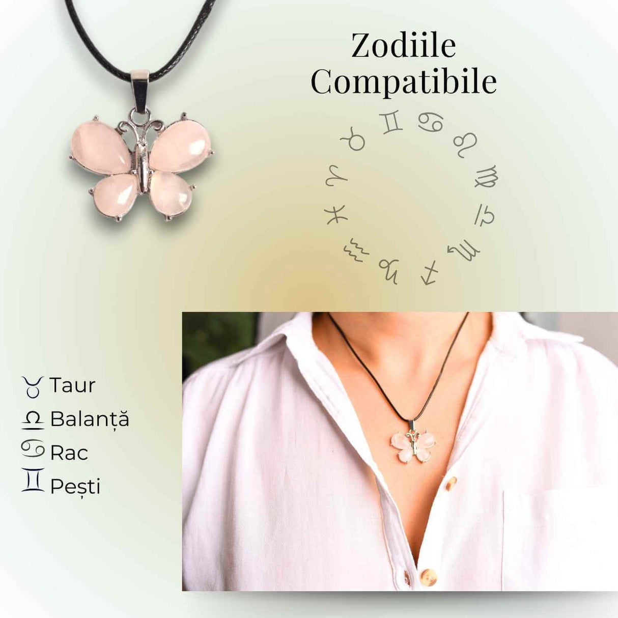 Colier ajustabil fluture cu ametist - Protecție și Eleganță