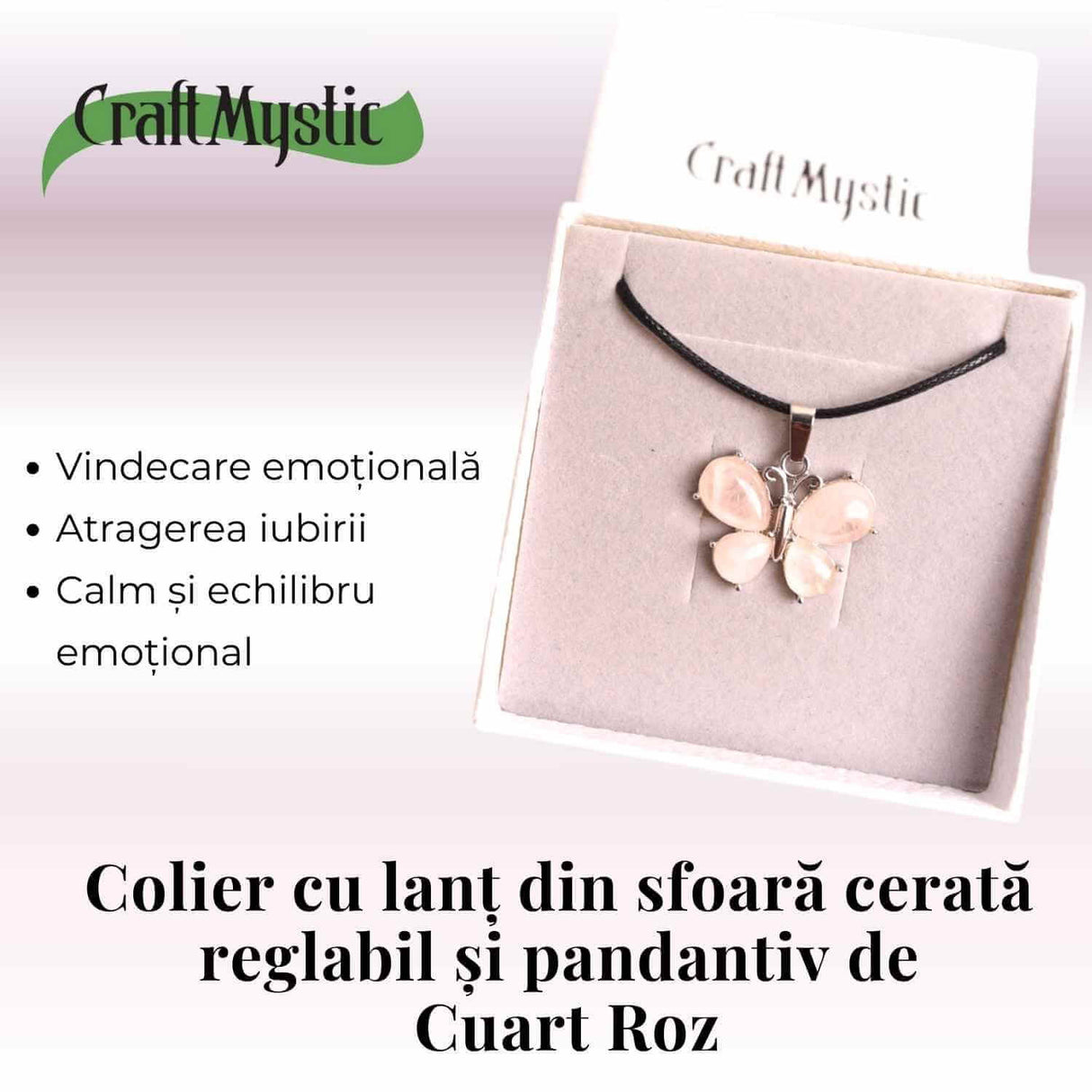 Colier ajustabil fluture cu ametist - Protecție și Eleganță