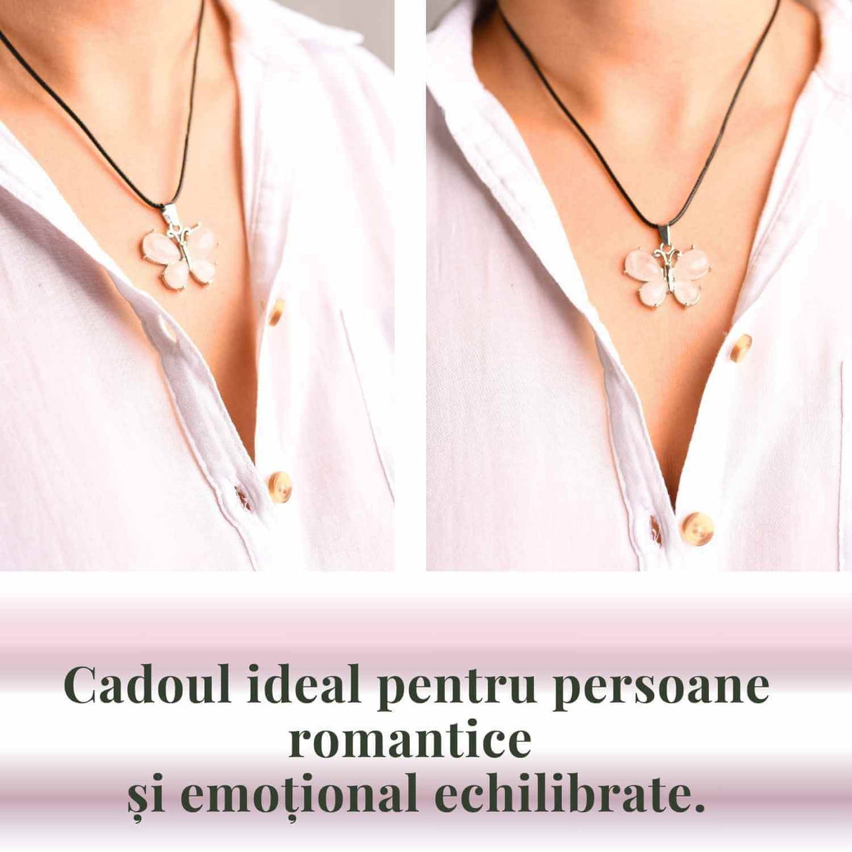 Colier ajustabil fluture cu ametist - Protecție și Eleganță