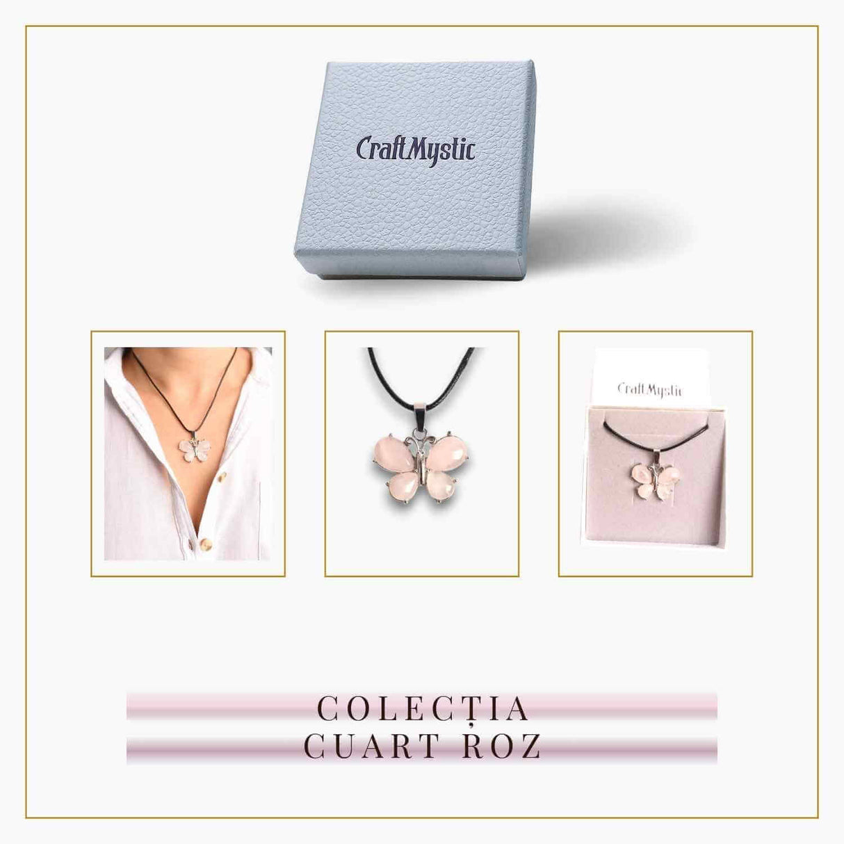 Colier ajustabil fluture cu ametist - Protecție și Eleganță