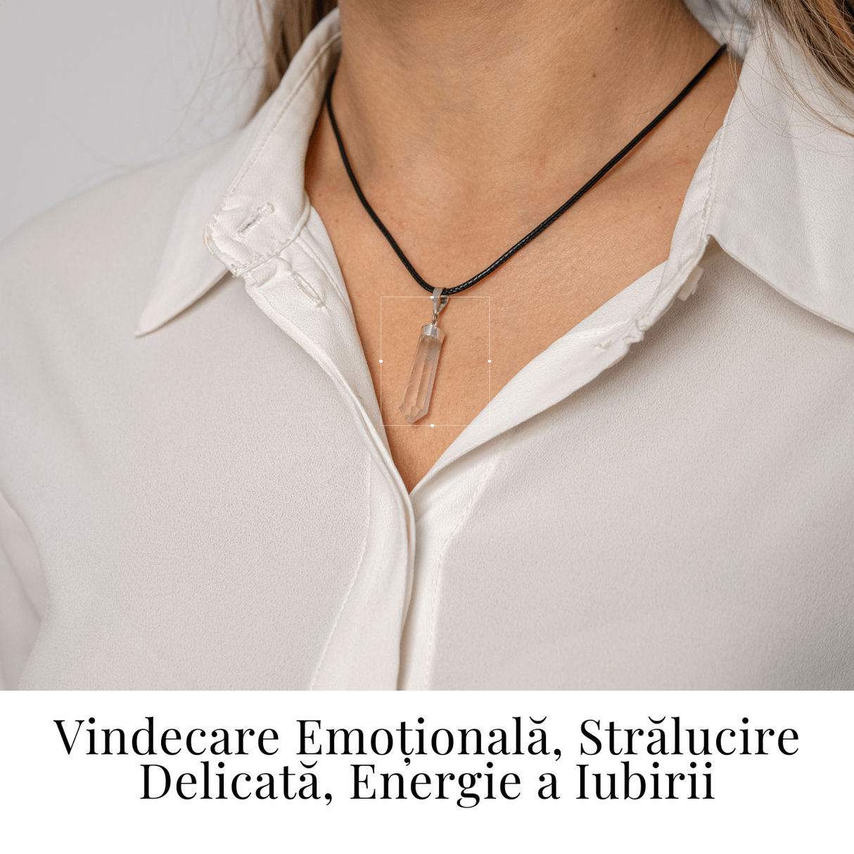 Colier Cuart Roz in Forma de Varf - Energie a Iubirii si Vindecare Delicata