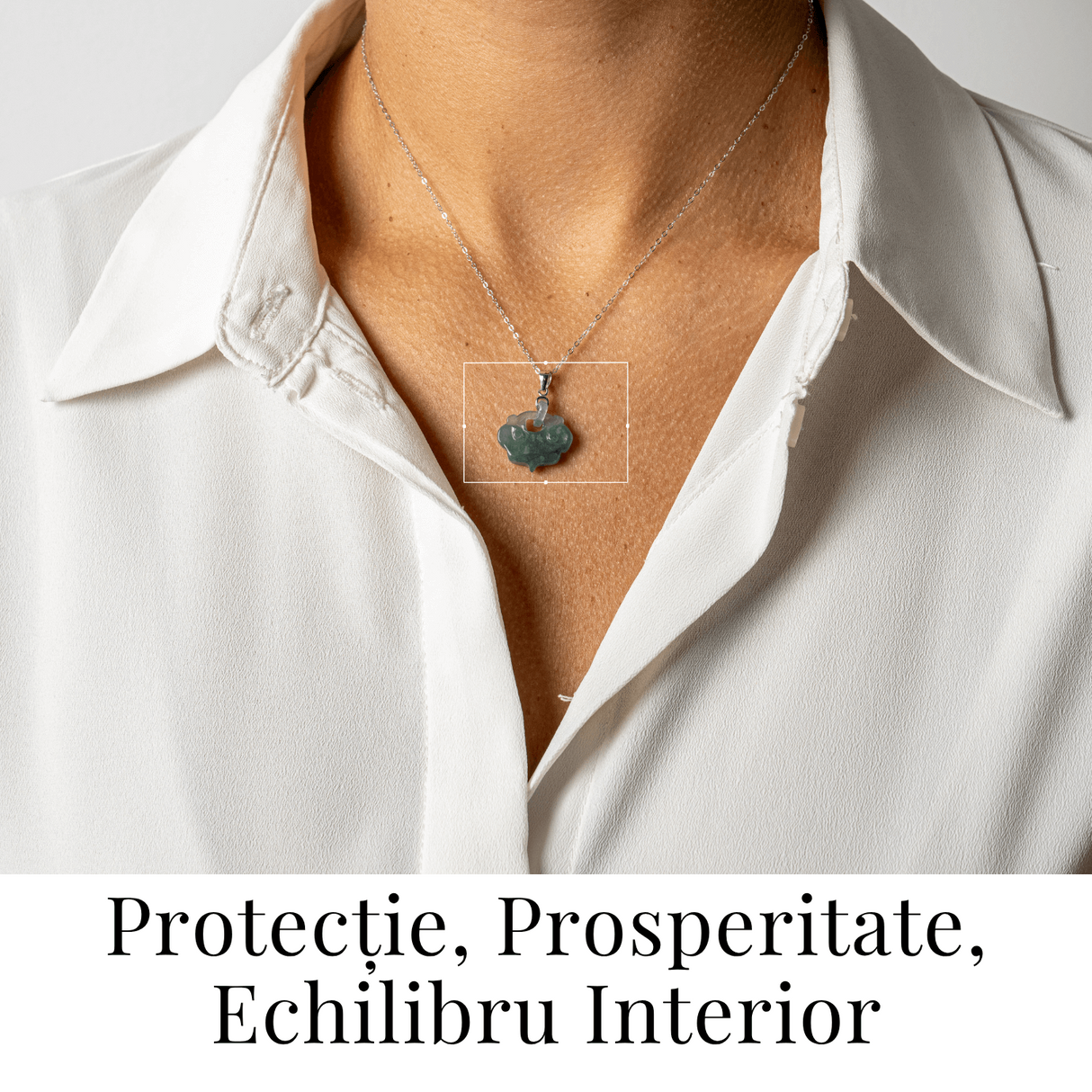 Colier Argint 925 cu Jad Albastru Sculptat Pixiu - Protectie, Echilibru si Prosperitate Interioara