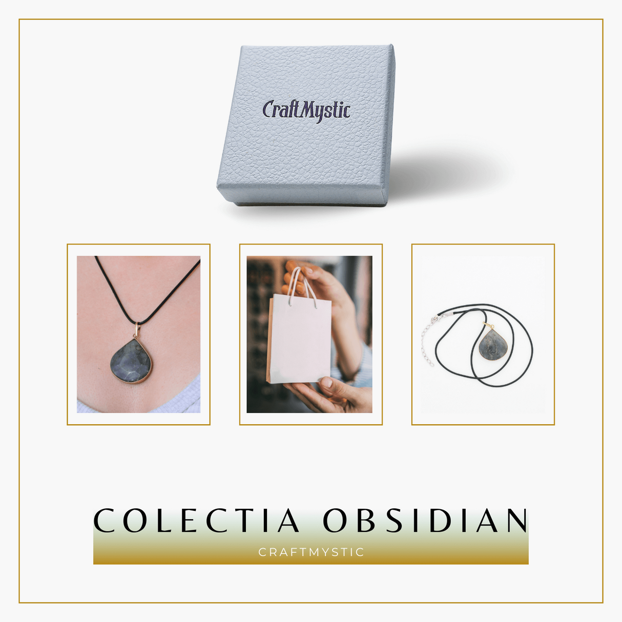 Colier Auriu Ajustabil cu Pandantiv Labradorit Lacrima pentru Protectie